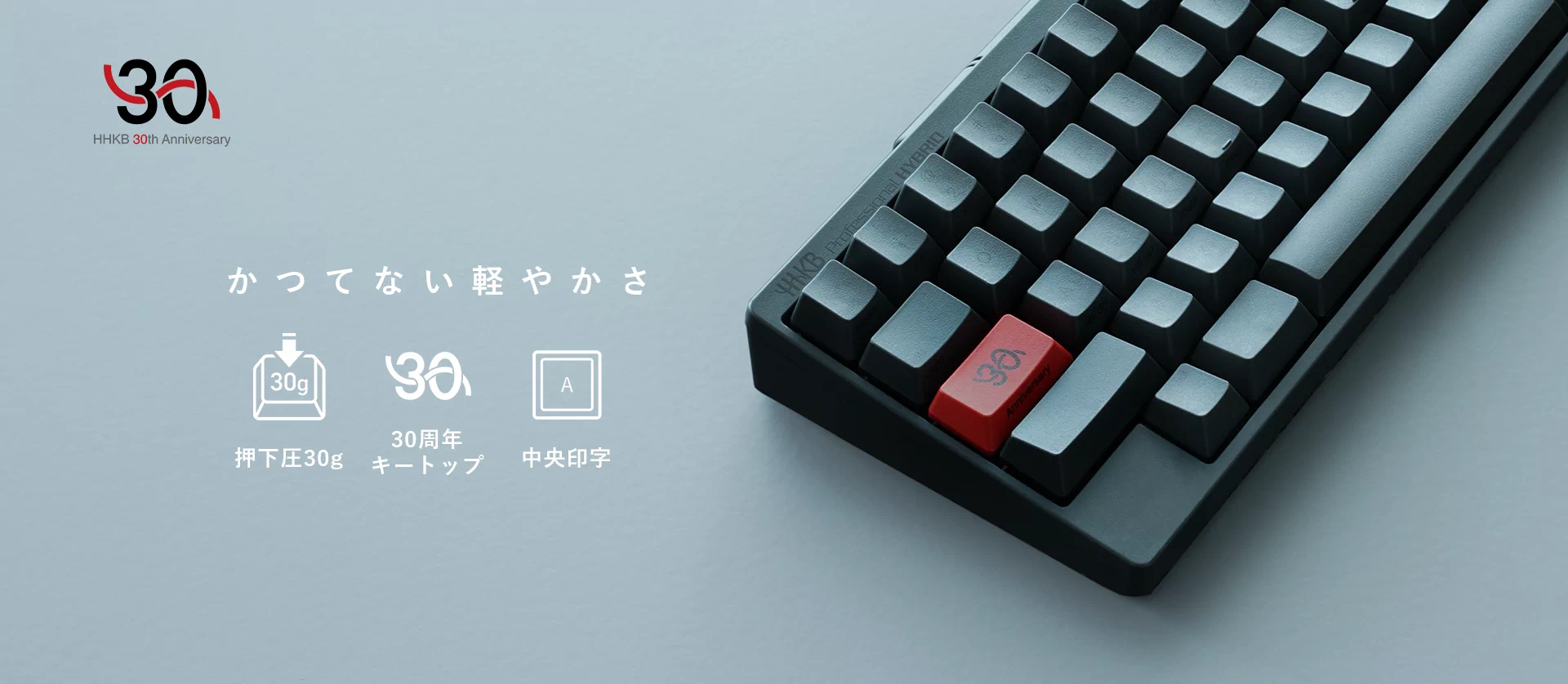 【30周年記念】押下圧30g、フェザータッチの記念モデル「HHKB Professional HYBRID Type-S」を限定発売