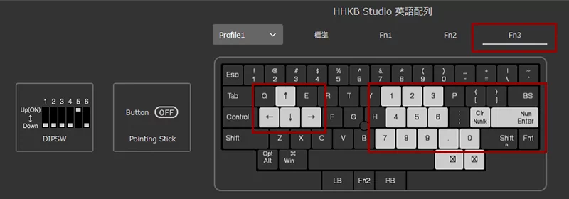 HHKB Studio（Windows）のキーマップ設定例（Fn3レイヤー）