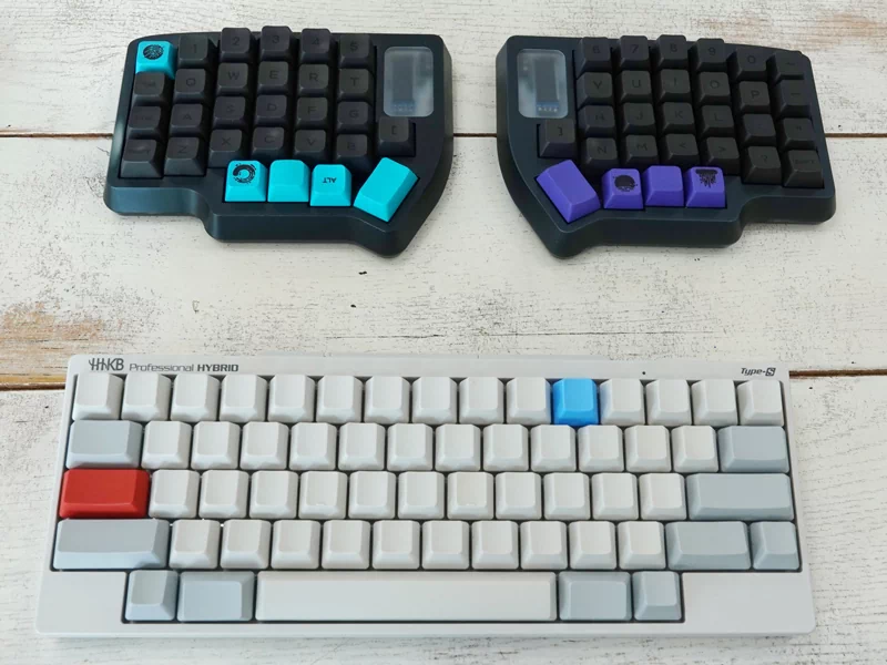 分割キーボードとHHKB Professional HYBRID Type-S 英語配列無刻印／白モデル