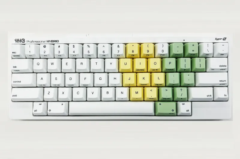 蒲公英キートップを装着したHHKB（若葉マーク）