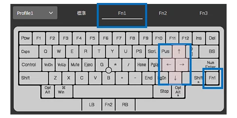 カーソルキーの初期設定（英語配列）